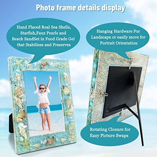 Fonmy Picture Frames 4X6 Seascape Acrylic Frame For Wall Decor And Tabletop Display Worth Memorial Gifts Picture Frame Blue Ocean Seasell Photo Frame As Home Decor. #TOP5