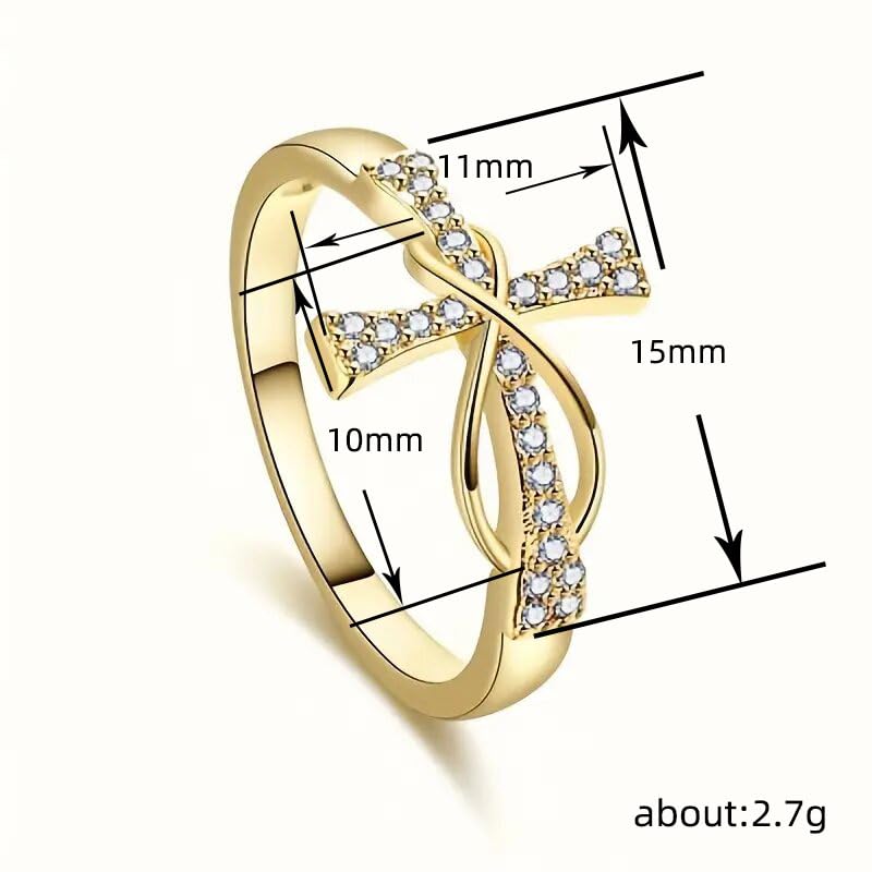 Gixaxak Cross Ring for Women Moissanite Solitaire Engagement Rings for Women, 925 Sterling Silver 14K Gold Promise Ring for Her, Round Cut Simulated Diamond Wedding Rings 63