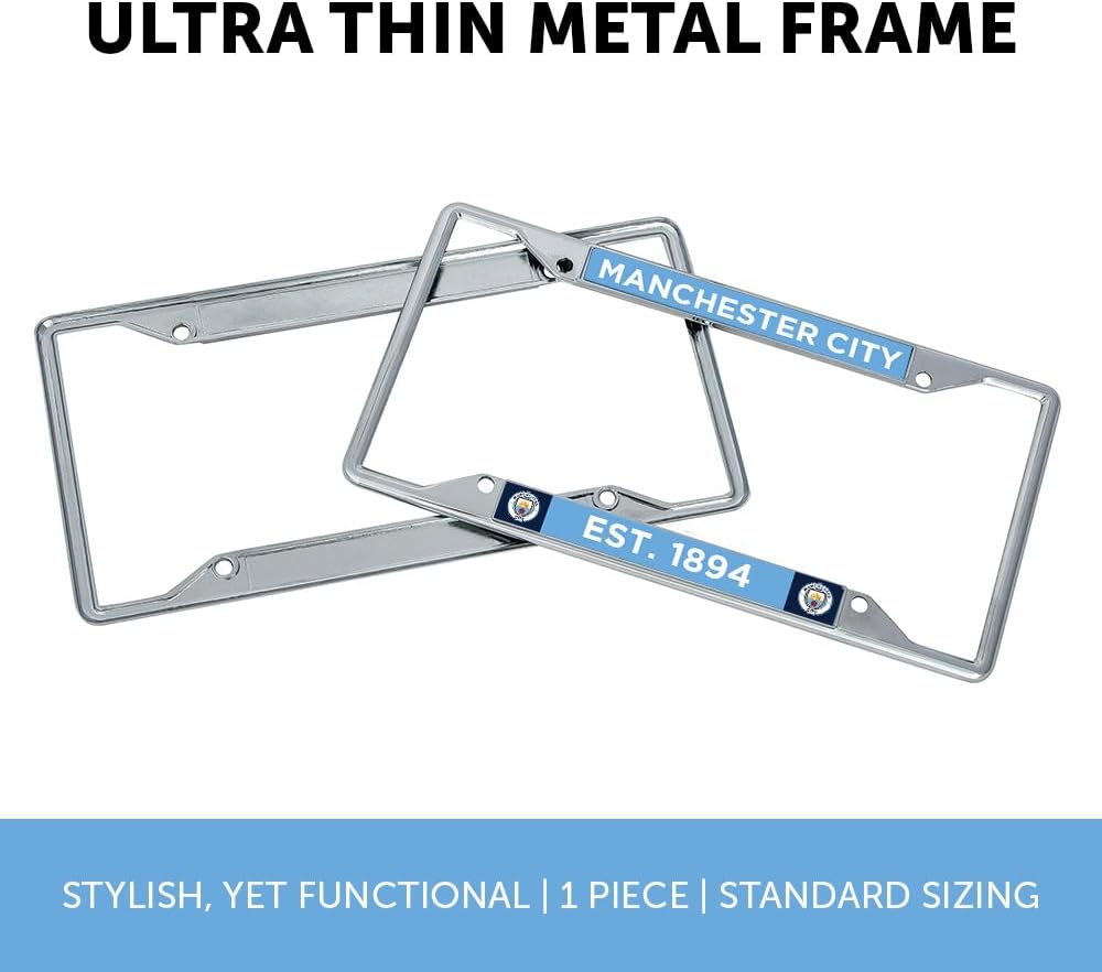 Desert Cactus Manchester City Car Accessories Man City MCFC Football Soccer Metal License Plate Frame and Tag Holder for Front or Rear of Car (Style 1) - Image 2