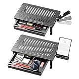 Canyora Computer Monitor Stand Riser with Storage, 3 Height Adjustable Laptop Desktop Monitor Stand with Drawer, Metal Short Printer Table, Stand Riser for Desk, Office Desk Organizers and Accessories, 2 Pack