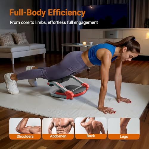 Image of Ab Machine for Home Gym | Adjustable Ab Trainer with 3 Resistance Levels & Automatic Rebound | Sit Up Exercise Equipment for Core, Stomach & Abs Workout | Full Body Fitness Trainer