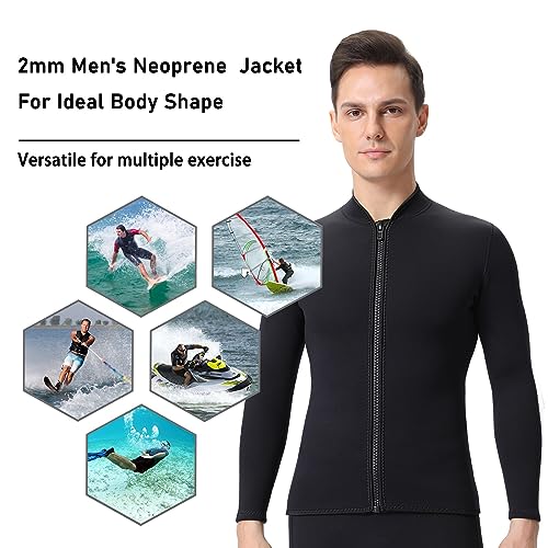 Chaqueta de neopreno para hombre 2mm y pantalones 3mm, manga larga, ropa para buceo, surf y deportes acuáticos (Tallas XL) miniatura 5