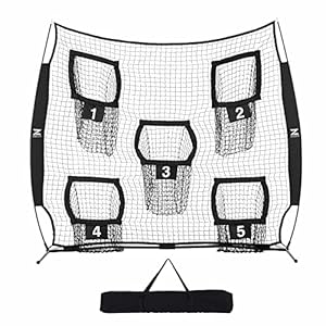 ZELUS Football Throwing Net, 7x7ft Football Training Equipment with 5 Target Pockets for Throwing and Passing Practice, Portable Quarterback Trainer Net, QB Throw Accuracy Net with Carry Bag product image