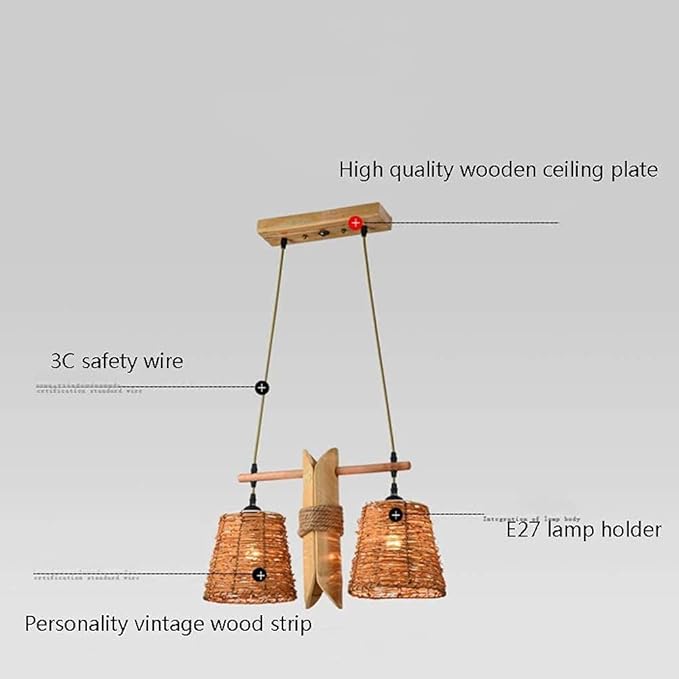 OSCCAR Hanglamp keuken rotan bamboe kroonluchter creatieve persoonlijkheid twine lamp moderne minimalistische Chinese restaurant bar boerderij tuin houten kroonluchter voor huis, villa, bar, restaurants photo 3