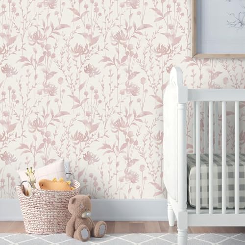 HeloHo Peel and Stick Wallpaper Pink Floral Leaf Wall Paper Self Adhesive Removable Waterproof Contact Paper for Living Room Bedroom Decor 16.1" X 196.8" by HeloHo - Used condition - Image 2