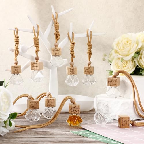 Image of Funnymoom 20 Pcs Thank You Appreciation Gift Bulk Car Diffuser Air Freshener Ornament Hanging Empty Glass Essential Oil Bottle Employee Gifts for Employee Teacher Staff Volunteer Coworker