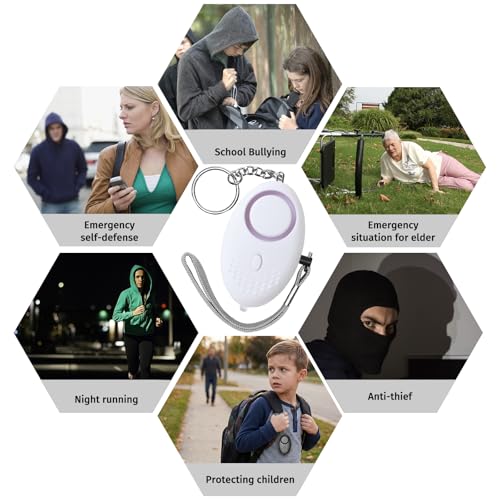Image of Personal Alarm for Women 140DB Emergency Self-Defense Security Alarm Keychain with LED Light for Women Kids and Elders-2 Pack (Black & White)