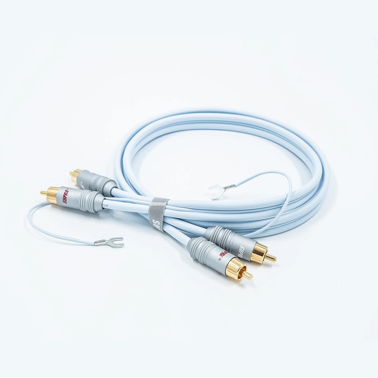 Supra Cables Cavo fonofono 70 cm con schermatura ad alta efficienza e linea di massa GND colore blu ghiaccio 0,7 m – 2RCA-SC
