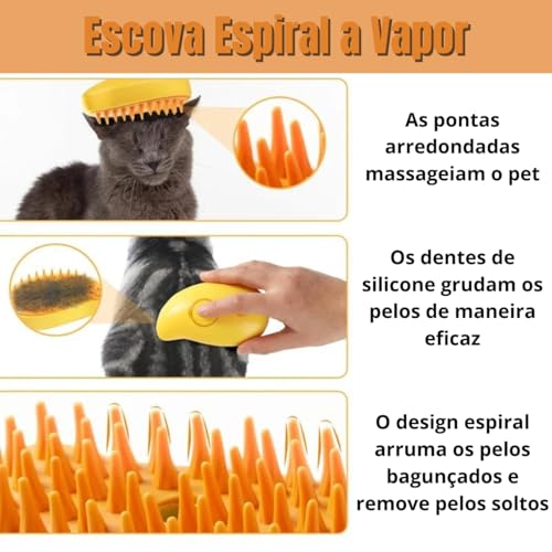 Escova Gato Vapor Escova Pet Vapor Pet Hair Brush Escova Pet Brush a Vapor Cães e Gatos Escova de Ga