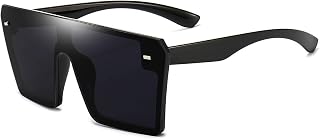 Oversized Square Sunglasses for Women Men Retro Shades Fashion Big Flat Top Mirror Rimless Lens
