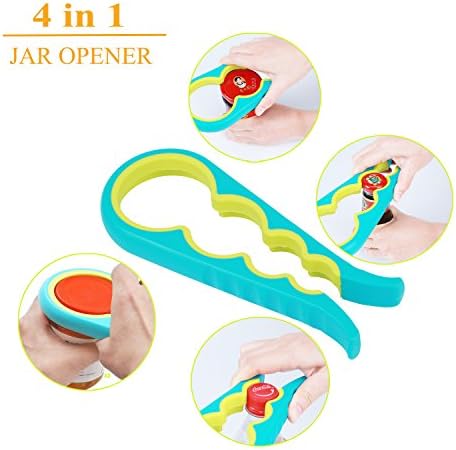 Jar Opener and Bottle Opener Niviy Non-Slip Can Opener to Remove Stubborn Lids, Caps and Bottles - Multi Kitchen Gadgets Designed for Weak Hands, Arthritis, Seniors, Elderly (Green)