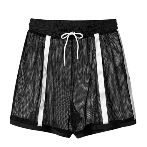 iiniim Pantalones Cortos De Malla para Hombre Shorts Carrera Atlética Leggings Cortas Deportes Gimnasia Negro XXL