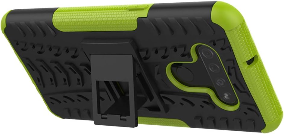 Yiakeng LG K51 Case with Screen Protector Shockproof Silicone Protective with Kickstand Hard Phone Cover for LG K51 (Green)