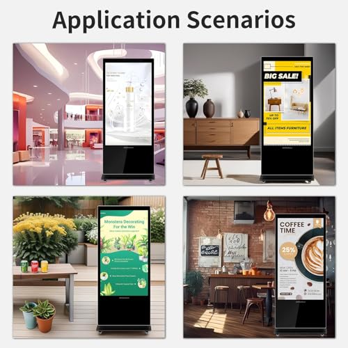 Image of 65 inch Digital Signage Displays, 4K LCD Capacitive Touch Screen Floor Standing Digital Signage Player, Indoor Digital Adverstising Kiosks with HDMI Input, Android 11(4+64GB)