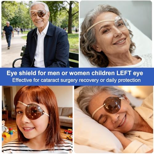 2 Pcs Cataract Surgery Eye Shield with Adjustable Strap,1 Clear Medical Eye Patch+1 Dark 3D Cover for Sleeping After Post Surgery,Block Out Some Sunlight,Less Sensitivity (Left Eye) — view 7