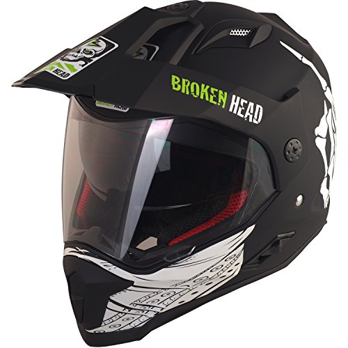 Broken Head Street Rebel Motocross-Helm in Grün mit Visier