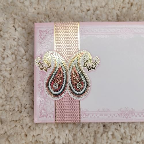 Image of Fonsie cash shagun Pocket small size (4.53 * 3.35 inches) fancy design envelopes pack of 100 for gifting money on wedding gift, baby shower gift, shagun, family gatherings, Ambiyan Pink.
