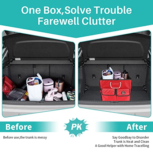 Li Libzaki Car Trunk Organizer, Cargo Organizer Suv Trunk Storage Non Slip Bottom Waterproof Collapsible Durable -Red #TOP4