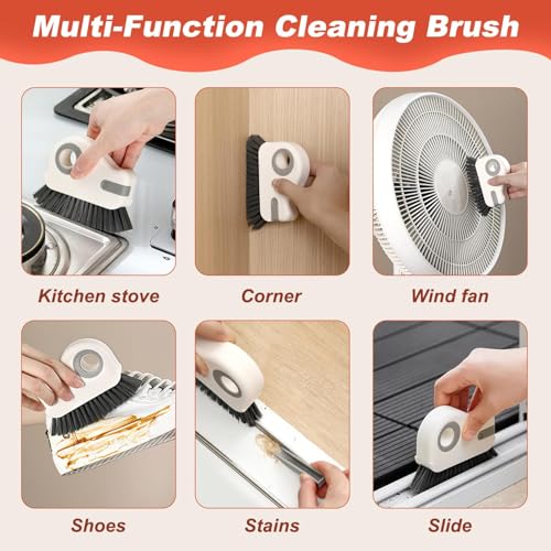 Image of 2 in 1 Groove Cleaning Brush Window Track Cleaning Tools - Crevice Cleaning Brush with Hard Bristle and Hidden Scraper for Sliding Door Track Window Seal - 2024 Multi Functional Cleaner
