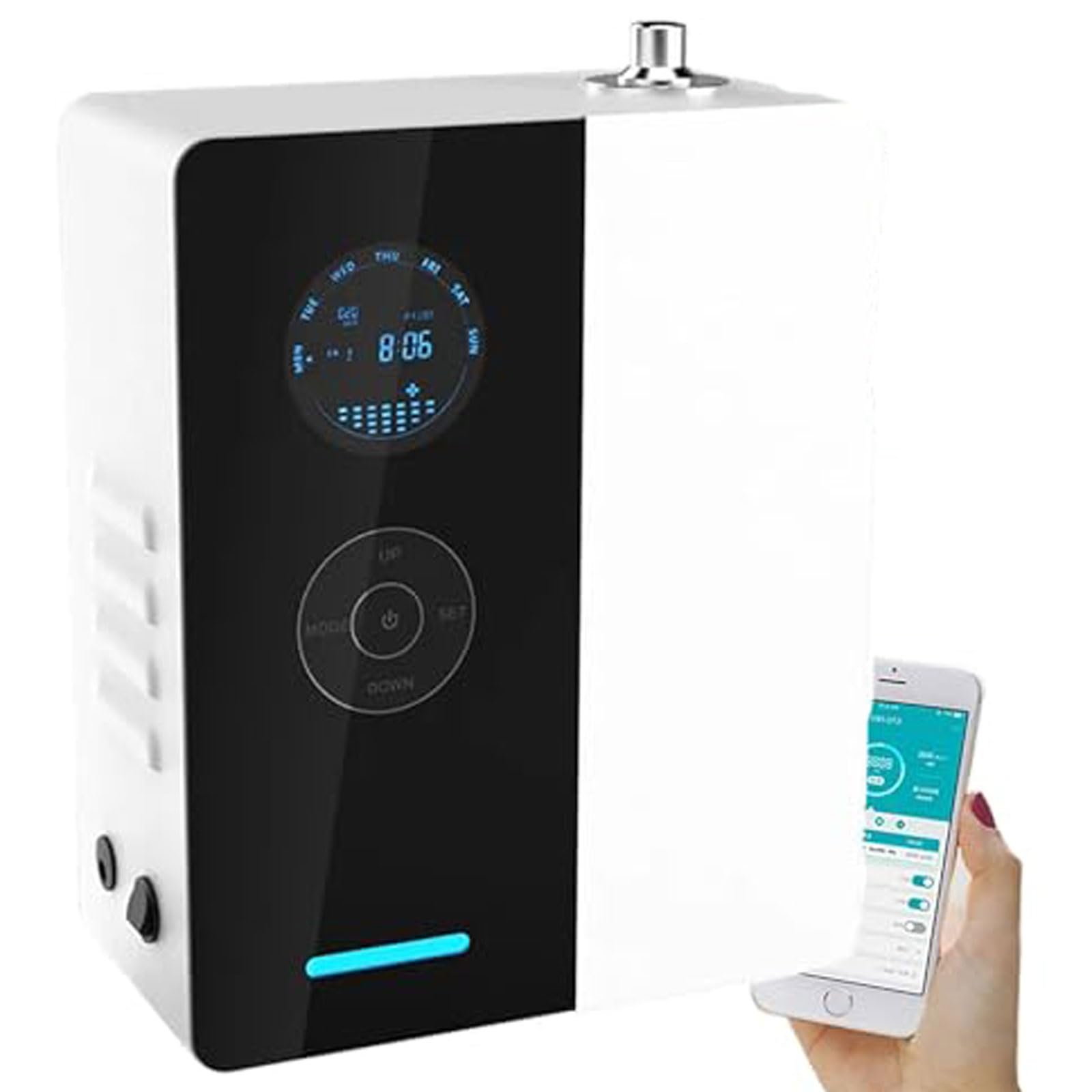 Dyfuzor olejków eterycznych, 200 ml dyfuzor bezwodny kontrola aplikacji nawilżacz do aromaterapii z technologią atomizacji i cichą pracą, kompatybilny z systemem HVAC(Black)