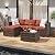 MilleLoom 5-Piece Outdoor Sectional Sofa Set, All-Weather PE Rattan Patio Furniture with Ottoman & Tempered Glass Table, Convertible Garden Couch for Backyard, Porch, Poolside (Brown/Wine Red)