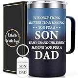 Lifecapido Fathers Day Gift for Son, 20oz Insulated Coffee Mug with Keychain, Son Father’s Day Christmas Birthday Gifts from Mom Dad, Gradient