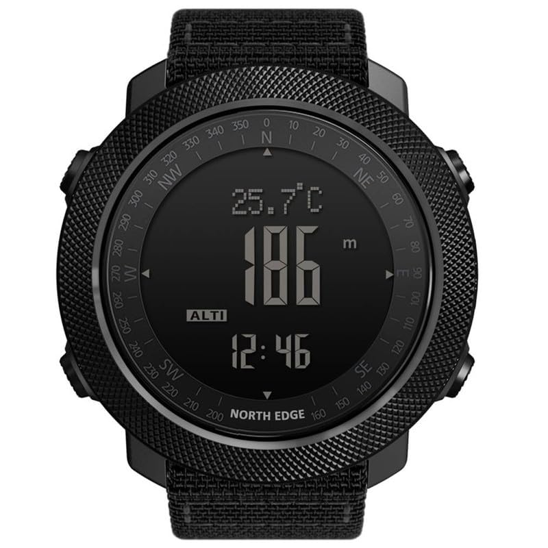 Image of NORTH EDGE Men's Outdoor Sport Altimeter Barometer Compass Digital Military Watch: Apache, Black