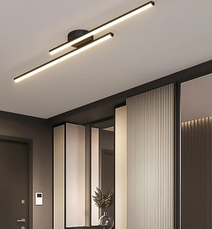 Lustre géométrique noir haut de gamme 90cm pour décoration de salle à manger