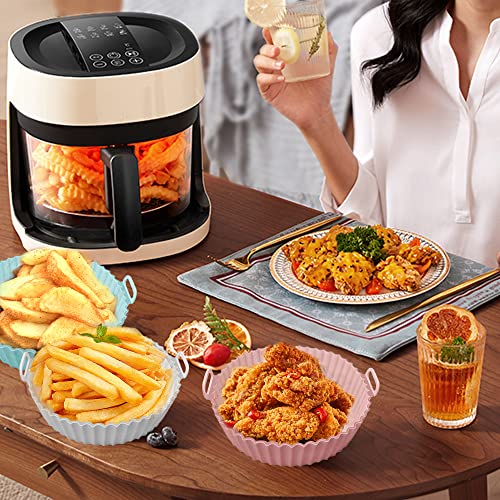 Uouyoo Air Fryer Silicone Pot,3 Pack Air Fryer Silicone Liners Fits 3Qt - 5Qt Air Fryer,Reusable Replacement Of Flammable Parchment Liner Paper Round Non Stick Air Fryers Basket Oven Accessories #TOP6