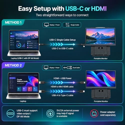 15.6" Portable Laptop Screen Extender, 100% sRGB, FHD IPS — 사진 2