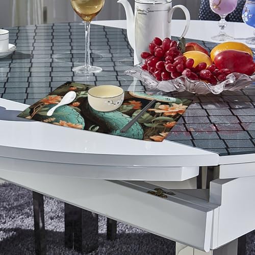 Lot de 6 sets de table 45x30 cm imprimé serpent et fleur