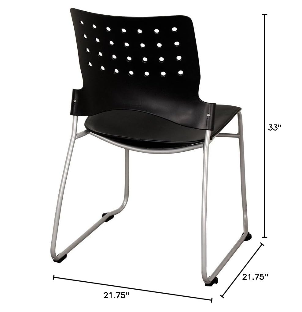 Norwood Commercial Furniture Ballard Plastic Stack Chair, NOR-T1002-SO (Pack of 2),Black