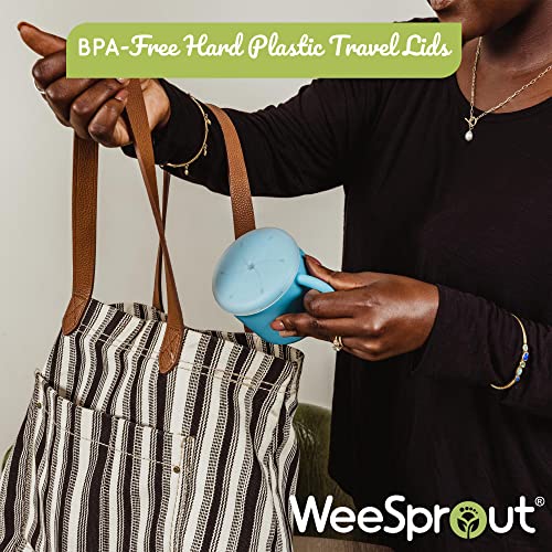 image for WeeSprout Snack Containers, Food Grade Silicone Cups, Spill-Proof Tops