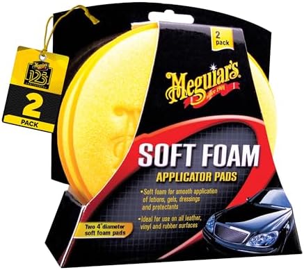 Meguiar's 4” Soft Foam Applicator Pads - Hand Detailing Pad Ideal for Applying Scratch Removers, Polishes, Waxes, Dressings, and Interior Detailing Products - The Perfect Detailing Accessory, 2 Pack