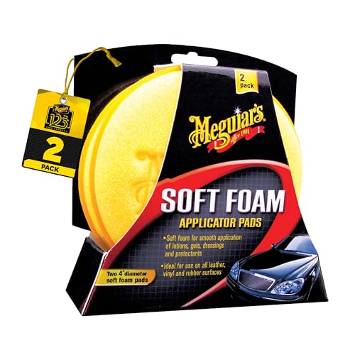 Meguiar's 4” Soft Foam Applicator Pads - Hand Detailing Pad Ideal for Applying Scratch Removers, Polishes, Waxes, Dressings, and Interior Detailing Products - The Perfect Detailing Accessory, 2 Pack