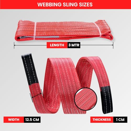Image of Heavy Duty Polyester Sling Belt (Pack of 2) | Reinforced Webbing Belt for Industrial, Construction & Handling Work (5 Ton 3 Mtr)