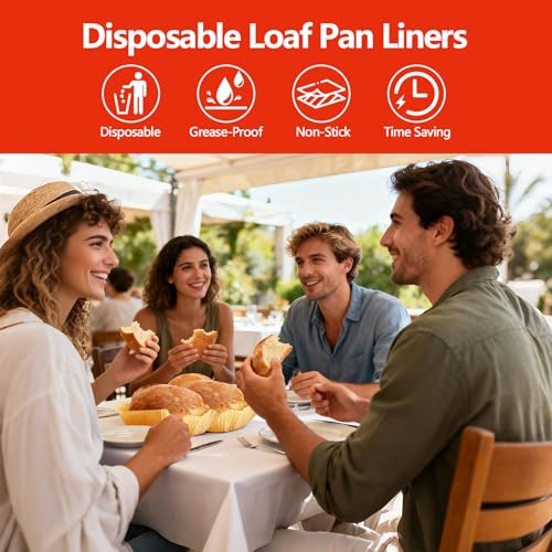 Image of 200 PCS Loaf Pan Liners, 9x5 Inch Loaf Pan Liners Baking Bread, Non-Stick Pre-Formed Parchment Paper for Bread Pan, Ideal Disposable Loaf Breads Liners