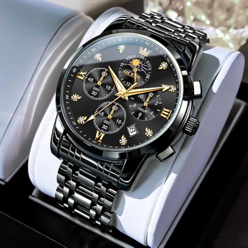Image of OLEVS Watches for Men Dress Chronograph Luxury Stainless Steel Big Face