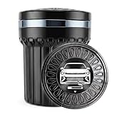 Auto Aschenbecher Passend für alle VW Modelle, Entwickelt für 2025 2026 Tiguan R-Line Golf GTI Zubehör, Exklusive lineare Dämpfung, Keramik mit LED (Schwarz)