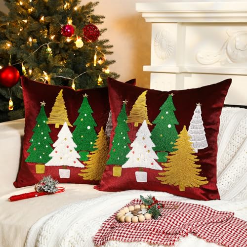 Lewondr Fundas de Almohada de Navidad 2PCS