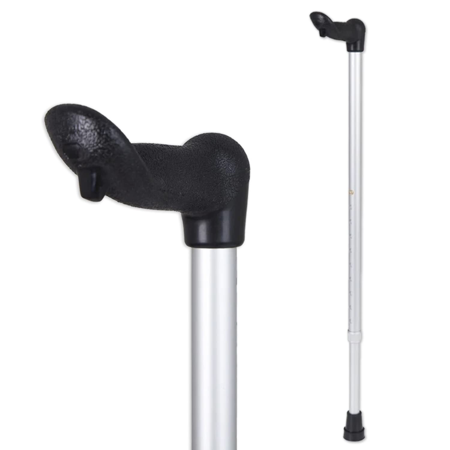 Days Ergonomic Fischer Handled Walking Stick - Right Hand | Walking Aid | Lightweight | Height Adjustable | Reduces Pressure and Strain | Non-Slip Ferrule