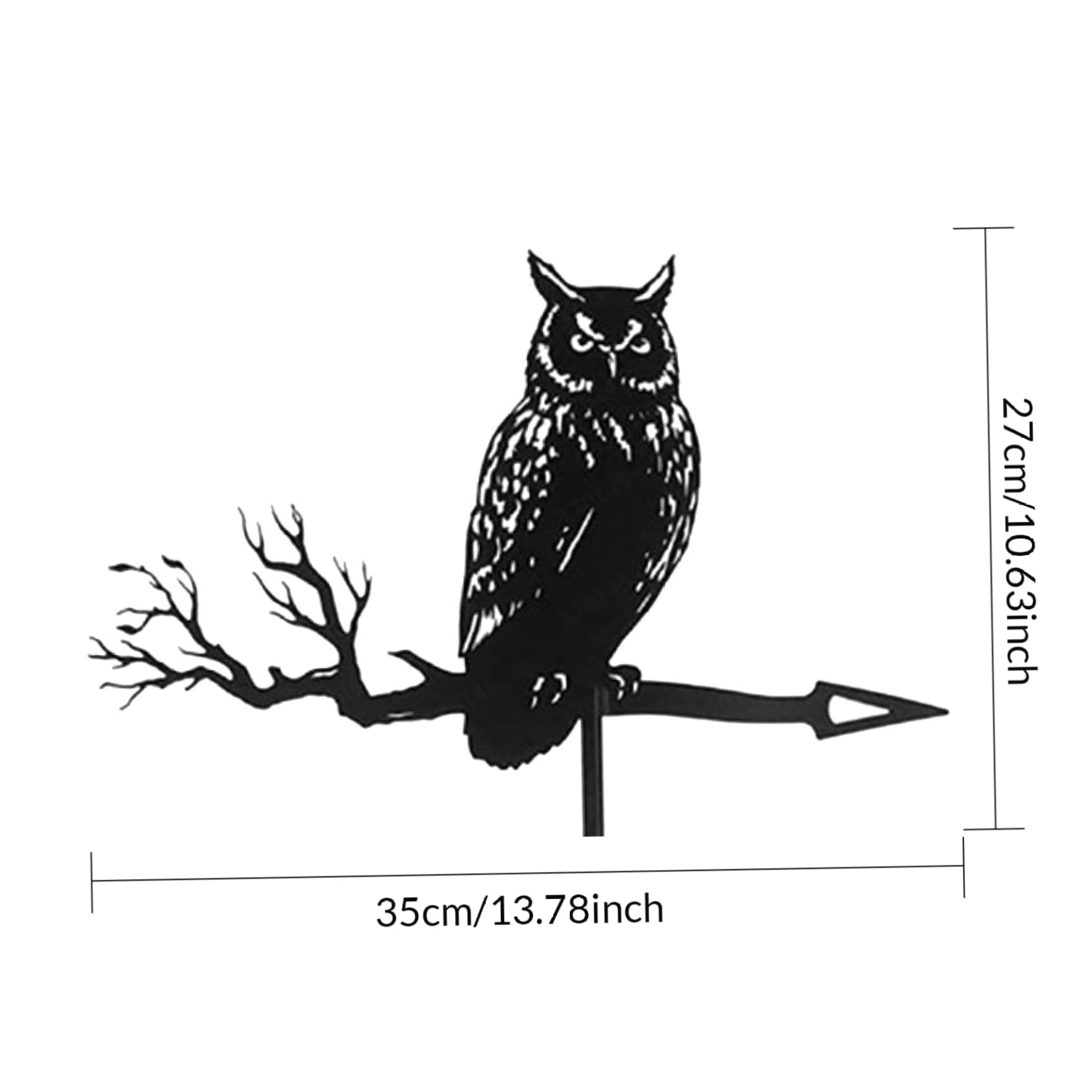 Eulen Wetterfahne Aus Metall - 35x27cm Schwarz Für Garten, Dach & Terrasse