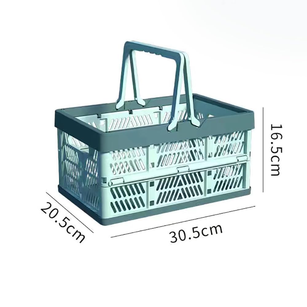 Caja de Plegable de Plástico,2 PCS Cesta Plegables Caja de Leche con Asas Cesta de Almacenamiento de Caja Barreño Cesta de la Compra para Dormitorio Oficina Hogar Cocina Baño Blanco y azul