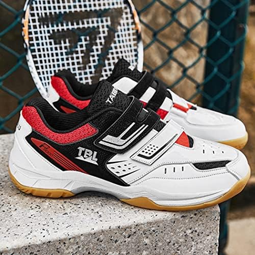PENXZT Heren Tennis Badminton Squashschoenen Ademvolle Indoor Volleybal Sneaker Lichtgewicht Anti -Slip Pingpong -Trainers,A,45 EU