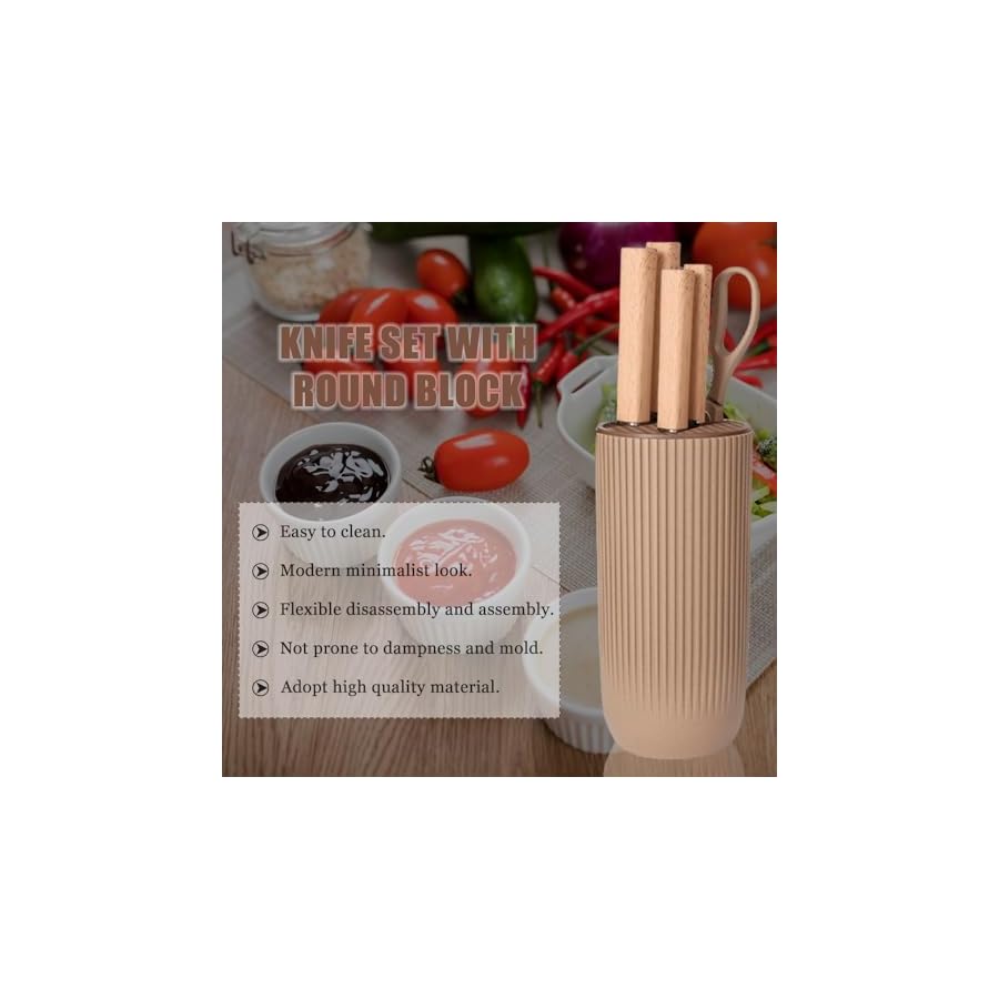 Knife Set, 6-Piece Coffee Kitchen Knife Set with Universal Knife Block, Super Sharp Knife Set with Ergonomical Handle, Non-stick Anti-Rust Stainless Steel Professional Knife Block Set