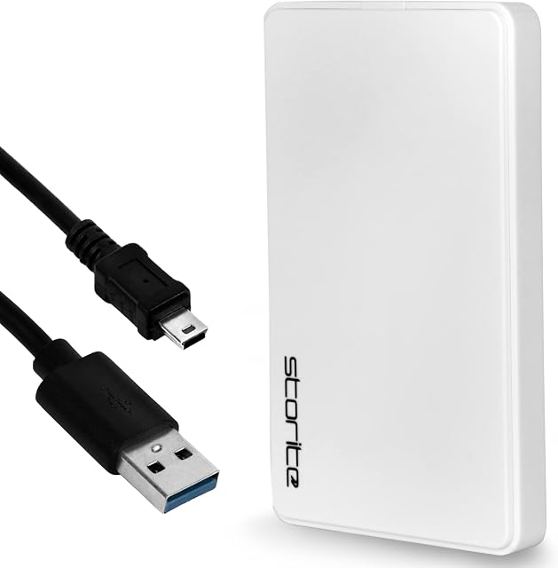 Storite 500GB Ultra Slim Portable External Hard Drive 2.5 inch HDD Backup Storage with USB 2.0 High Speed Data Transfer, Hard Disk Compatible with PC, Mac, Window, Linux, Laptop, and Desktop (White)