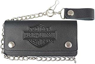 Harley-Davidson Men's Embossed B&S Tall Trucker Biker Wallet, Black XML3508-BLK