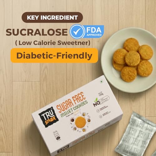 Image of TruSnax Sugarfree Millet Cookies | No Added Sugar | Fibre Rich Biscuits | Healthy Tea-Time Baked Cookies | No Preservatives | Vegetarian | 240g