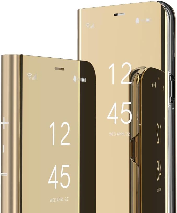 Samsung S8 Case, Mirror Design Clear View Flip Bookstyle Luxury Protecter Shell with Kickstand Case Cover for Samsung Galaxy S8 SM-G950-5.8 inch. Flip Mirror: Gold