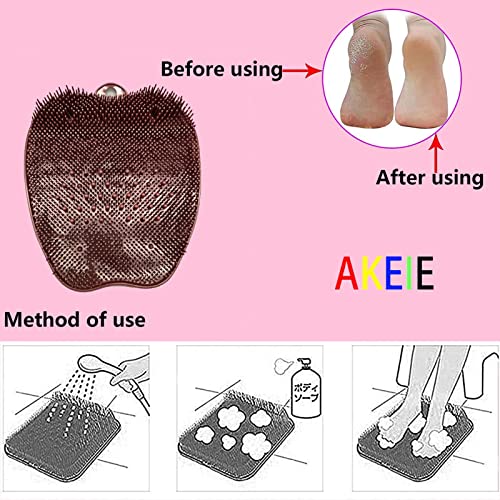 Silicone Shower Foot Mat Large Foot Scrubber Massager For Bathroom Shower Floor With Non-Slip Suction Cups Exfoliation Improve Foot Blood Circulation Foot Massage And Reduce Foot Pain Unisex -Brown #TOP4